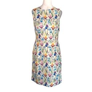 NicoBlu 8 Silky Colorful Iris Floral Print Sleeveless Feminine Sheath Dress
